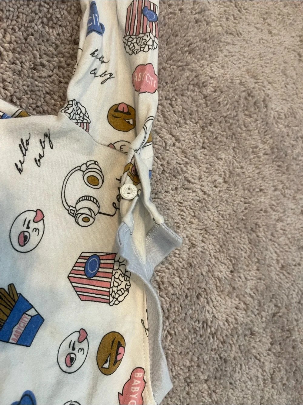 Cream Kids Pajama Set with Snack Print